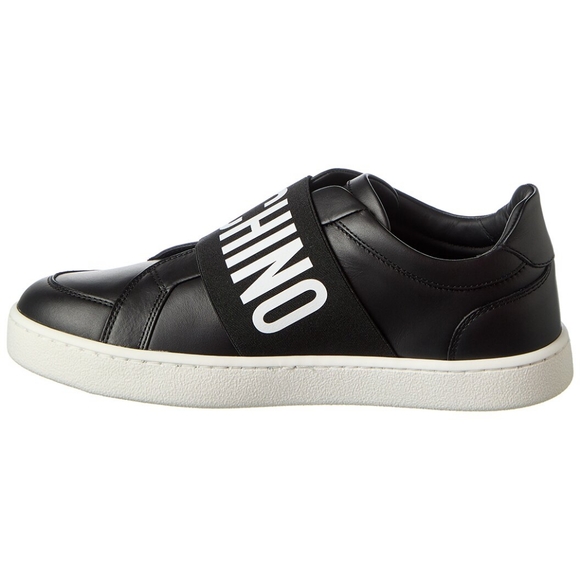 MOSCHINO LOGO BAND LEATHER SNEAKERS SZ EU 40 - Picture 3 of 17